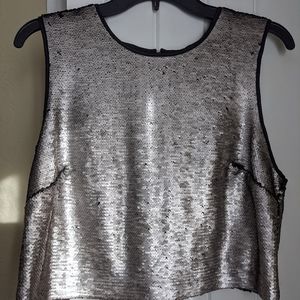 Matte silver sequin top